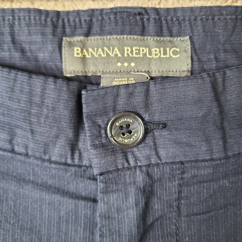 Banana Republic Pants Mens 36x30 Navy Blue Striped Chino Cotton Straight Casual